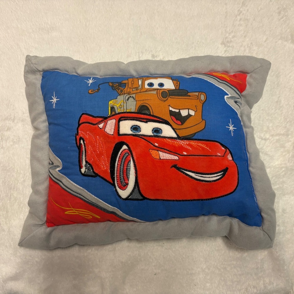 Disney Pixar Cars Lightning McQueen Tow Mater Embroidered Throw Pillow Blue